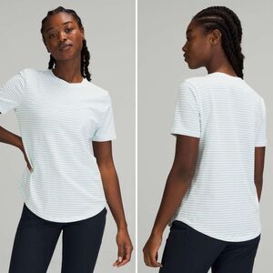 Lululemon Love Crew Short Sleeve T-Shirt in Synchronise Stripe White Maldives Gr